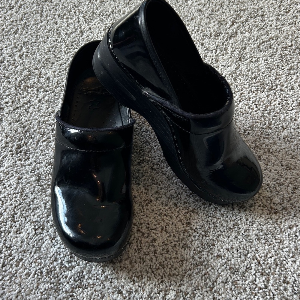 Dansko Black Patent Leather Clogs